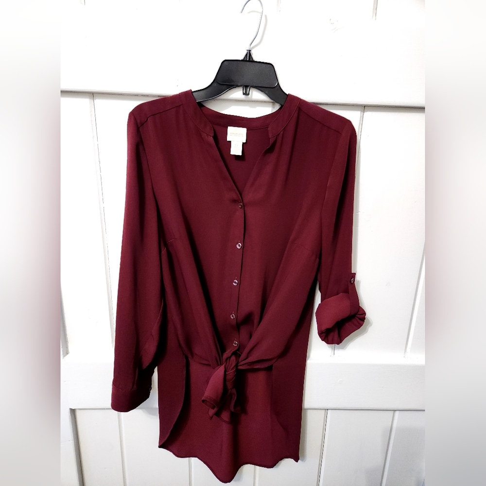 Chico's Tie Front Button Down Blouse
